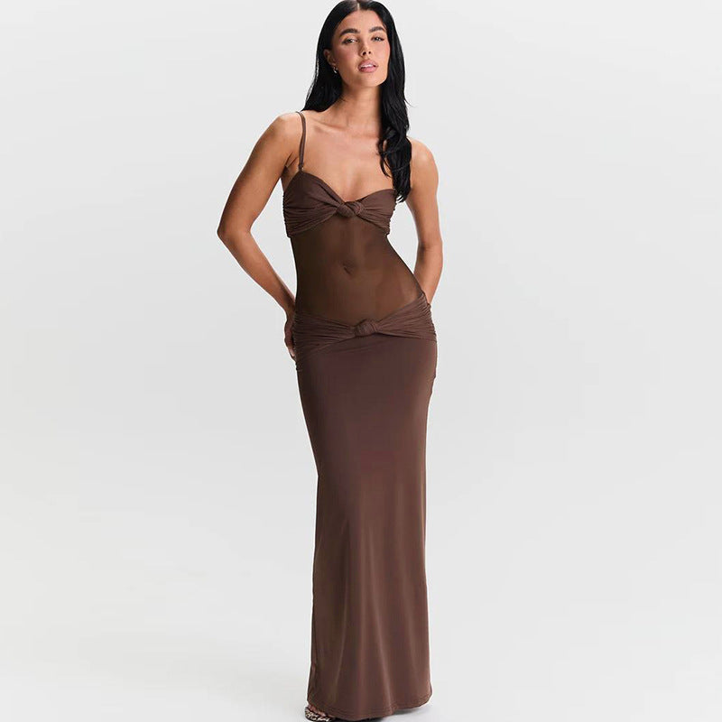 Damen Maxi Strandkleid mit raffiniertem Bustier-Design und elastischem Bund R&B