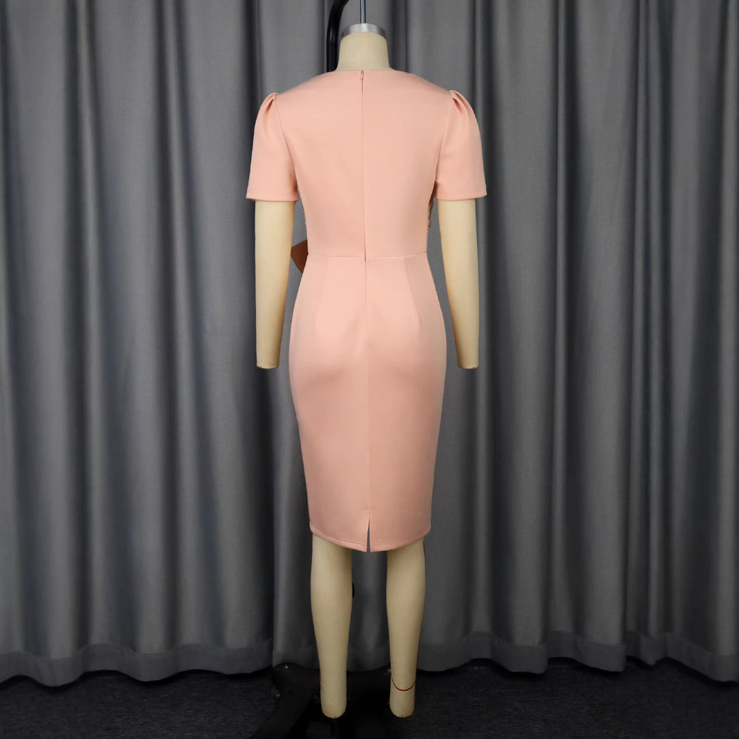Damen Elegantes Verziertes Midi-Kleid mit Schleifenakzent R&B