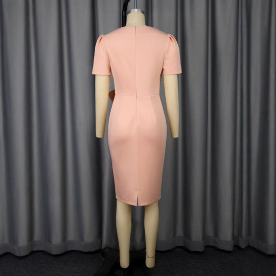 Damen Elegantes Verziertes Midi-Kleid mit Schleifenakzent R&B