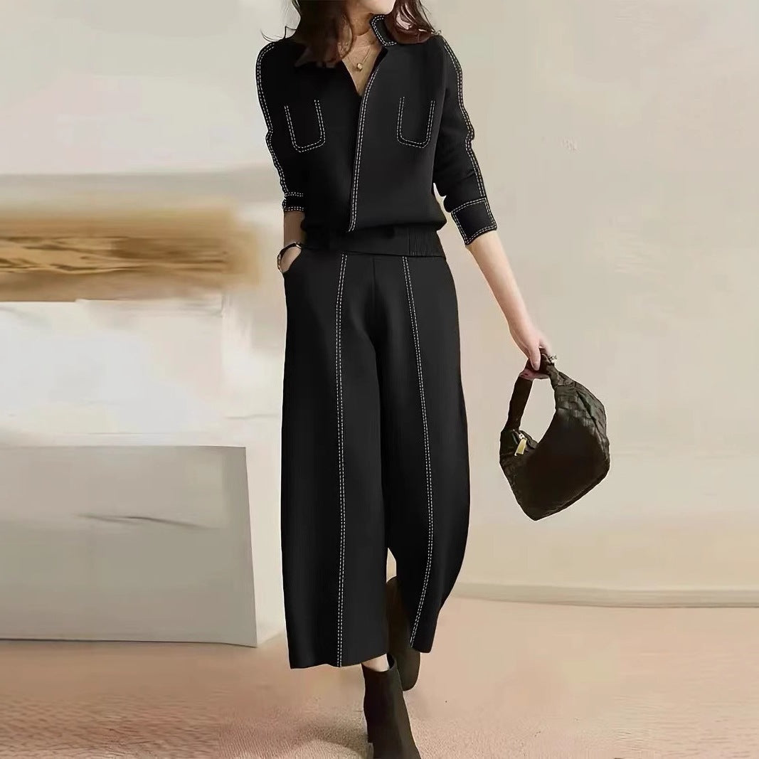 Damen elegante Culotte mit dekorativen Steppnähten R&B