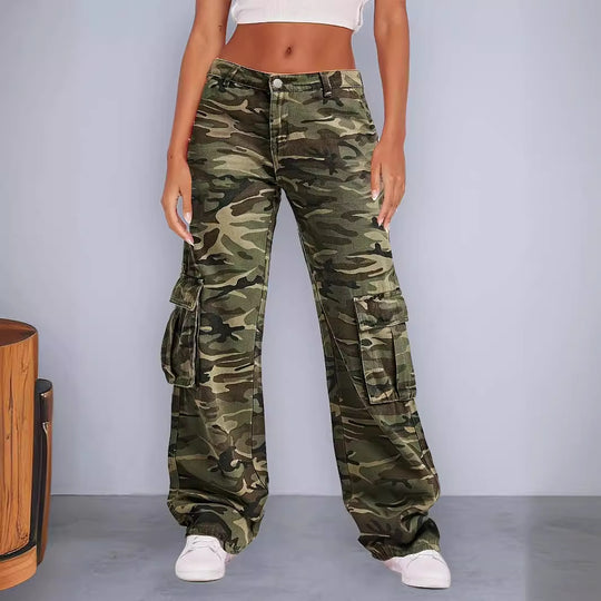 Damen Cargo-Hose im urbanen Camouflage-Stil mit praktischen Seitentaschen R&B