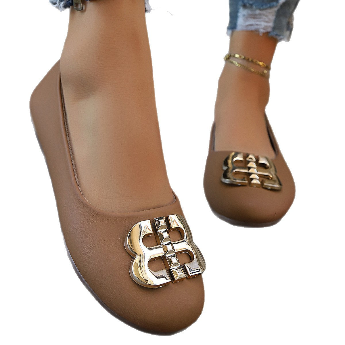 Damen Schicke Ballerinas mit glänzender Schnallenapplikation R&B