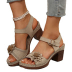 Damen Plateau-Sandalen mit floralen Akzenten und rutschfester Sohle R&B