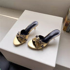 Damen elegante Plateau-Mules mit modischen Schnallen R&B