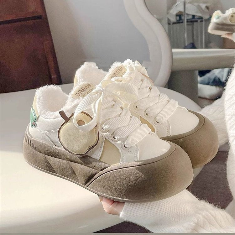 Damen Sneakers mit kuscheligem Innenfutter und modischer Schnalle R&B