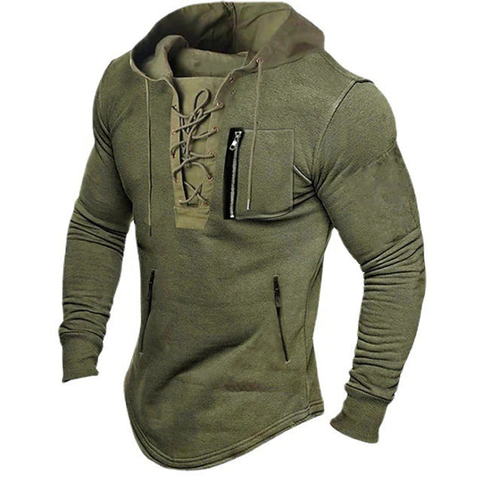 Herren modischer Kapuzenpullover mit einzigartigem Schnürdesign R&B