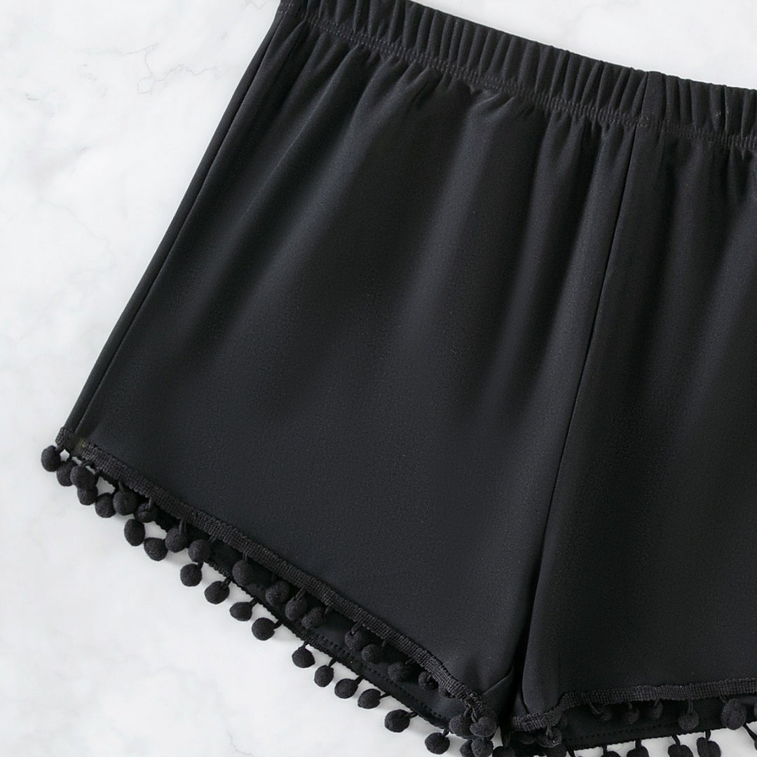 Damen Sommerliche Badeshorts mit verspieltem Pompon-Dekor R&B