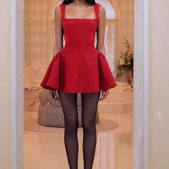 Damen Verspieltes Abendkleid mit Quadrat-Ausschnitt und voluminösem Saum R&B