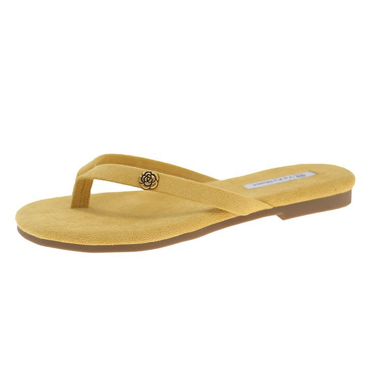 Damen modische Zehentrenner-Sandalen mit eleganter Blumenapplikation R&B