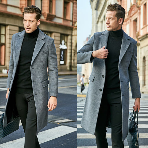 Herren eleganter Übermantel mit schmalem Schnitt und modernen Details R&B