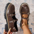 Damen Modische Ballerinas mit Doppelriemen und atmungsaktiver Sohle R&B