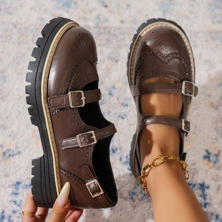 Damen Modische Ballerinas mit Doppelriemen und atmungsaktiver Sohle R&B