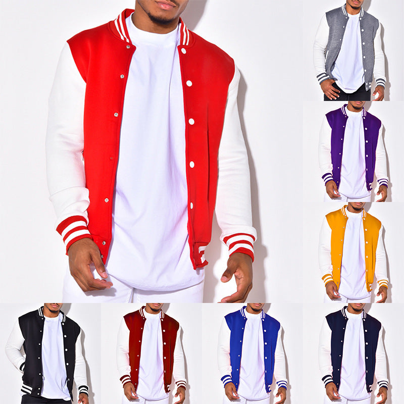 Herren Collegejacke mit kontrastierenden Ärmeln und Druckknopfverschlüssen R&B
