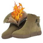 Damen modische Winterboots mit flauschigem Kunstfellkragen und stabiler Sohle R&B