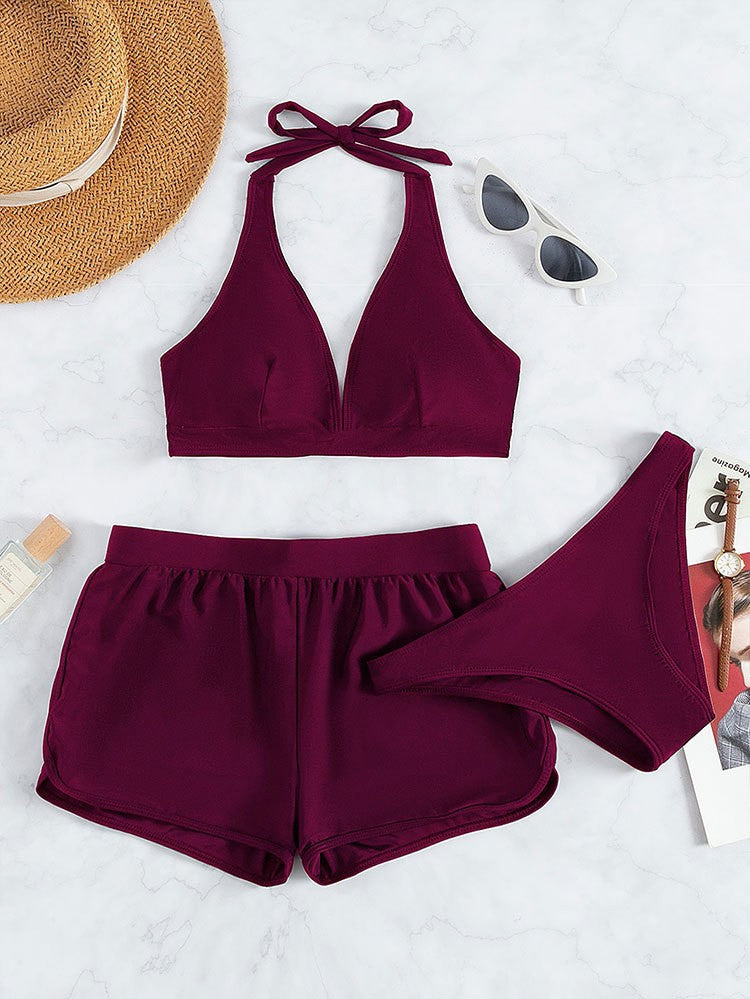 Damen Sport-Bikini-Set mit hoch geschnittenem Oberteil und komfortablen Shorts R&B