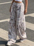 Damen Weitgeschnittene Print-Hose mit elastischem Bund R&B