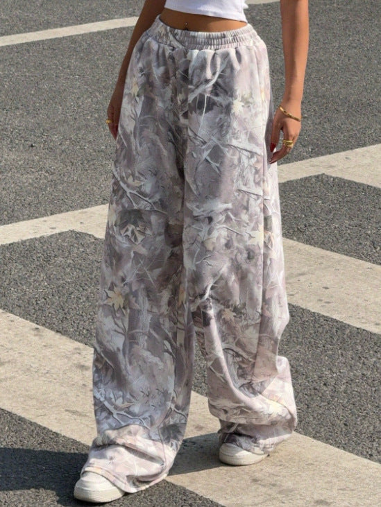 Damen Weitgeschnittene Print-Hose mit elastischem Bund R&B