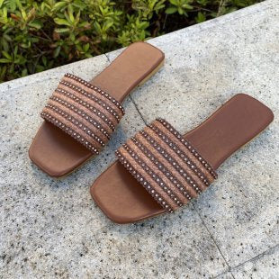 Damen bequeme Slides mit modischen Riemen R&B