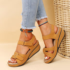 Damen Komfortable Keilsandalen mit verstellbaren Riemen und anatomischem Fußbett R&B