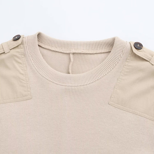 Damen Langarm-Kleid mit dekorativem Gürtel und Schulterdetails R&B