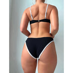 Damen Hochgeschnittener Bikini mit strukturierter Oberteilgestaltung und verstellbaren Trägern R&B