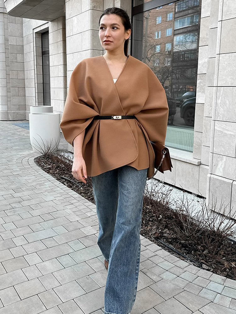 Damen modische Capeshirt mit asymmetrischem Design R&B