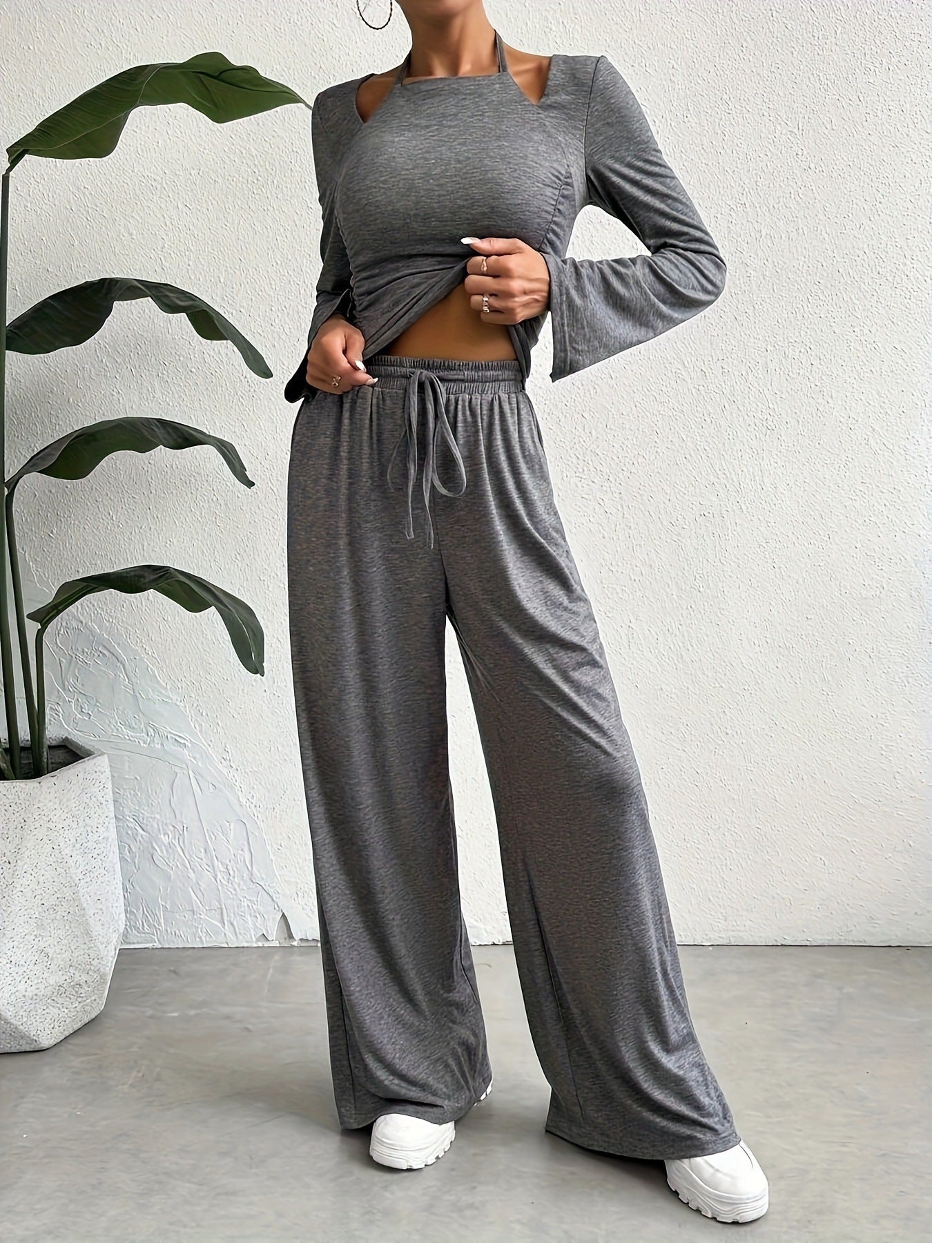 Damen Lässiges und modisches Lounge-Set mit weitem Schnitt und eleganten Ärmeln