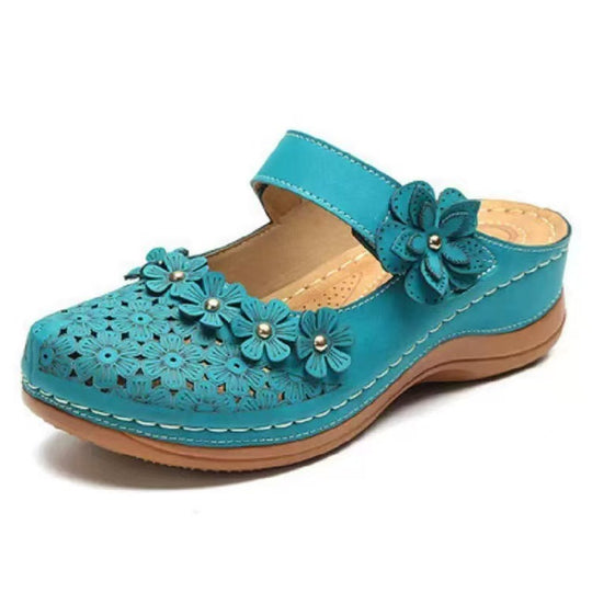 Damen Komfortable Clogs mit floralem Design und verstellbarem Riemen R&B
