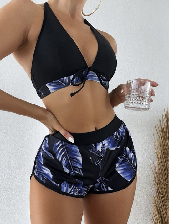 Damen Bikini-Top mit abnehmbaren Trägern und modischen Shorts R&B