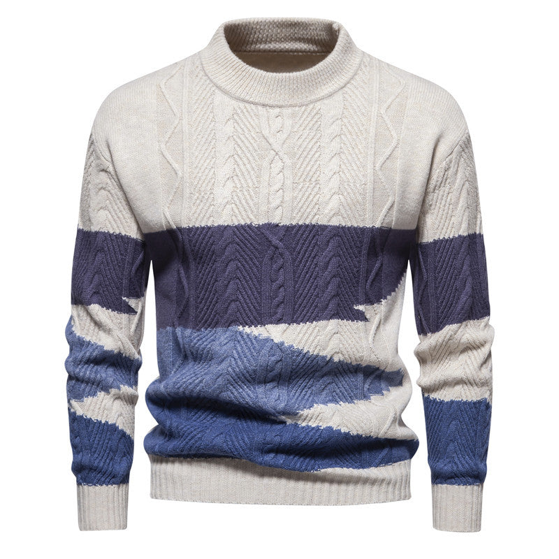 Herren Strickpullover mit modernem Zopfdesign und grafischen Akzenten