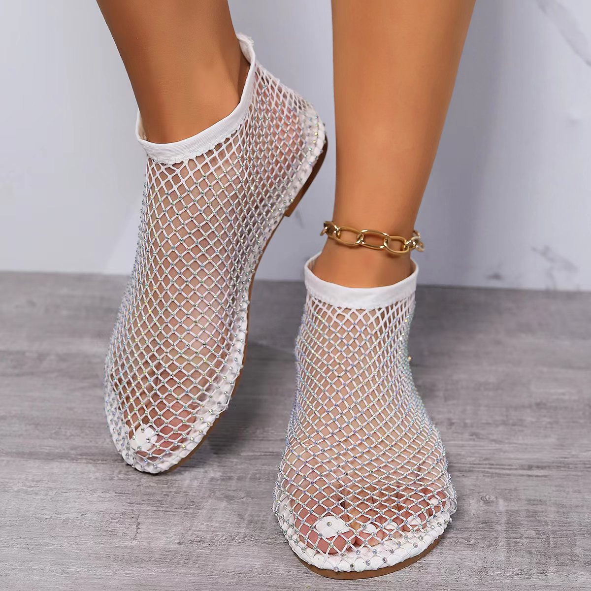 Damen Netz-Sandalen mit funkelnden Akzenten R&B