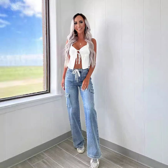 Damen Cargo-Jeans mit praktischen Taschen und weiter Beinform R&B