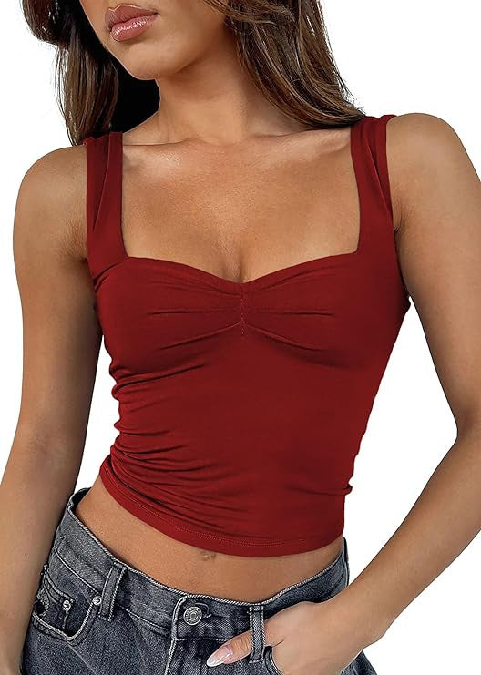 Damen Crop-Top mit gerafftem Detail und quadratischem Ausschnitt R&B