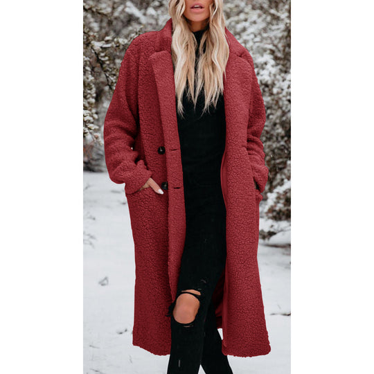 Damen Lange Teddyjacke mit bequemem Schnitt R&B