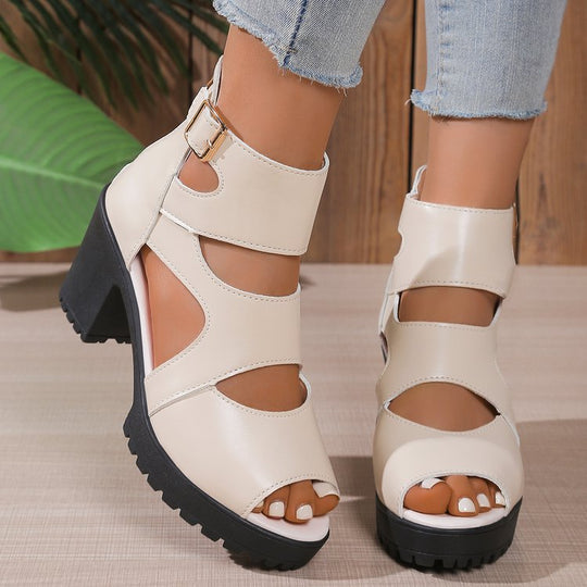 Damen Offene High-Heel Sandalen mit modischen Riemen R&B