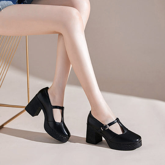 Damen Mary Jane Pumps mit komfortablem Blockabsatz und verstellbarem Riemen R&B