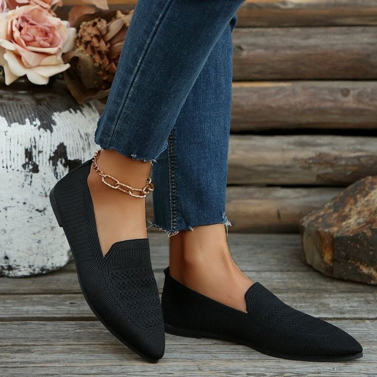 Damen Slipper mit atmungsaktivem Strickdesign R&B
