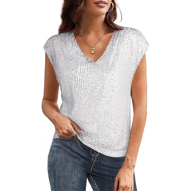 Damen Glamouröses Pailletten-Oberteil R&B