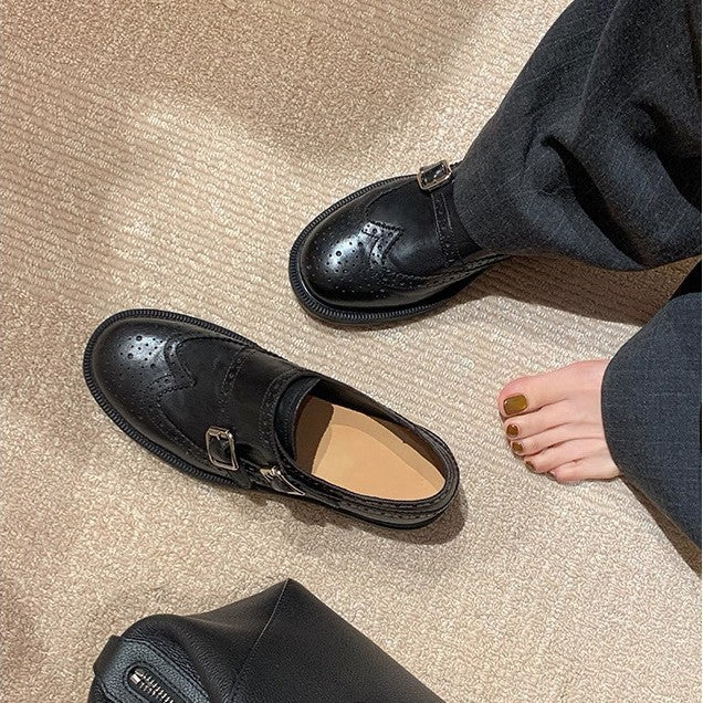 Damen elegante Mokassins mit doppeltem Schnallenverschluss