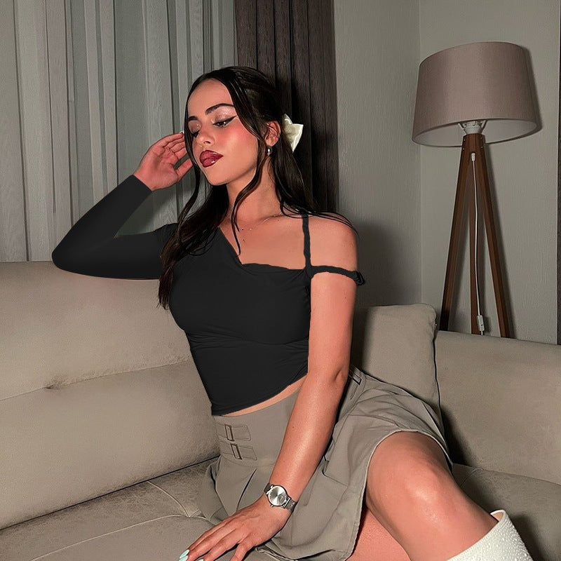 Damen Elegantes asymmetrisches Top mit Spaghettiträgern R&B