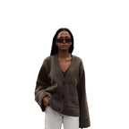 Damen Lässiger Strickjacke mit großen Taschen und offenem Schnitt R&B