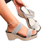 Damen Wedge-Sandaletten mit funkelnden Applikationen und komfortablem Fußbett R&B