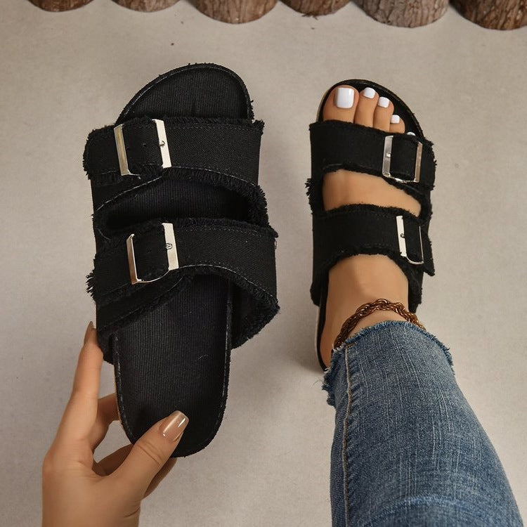 Damen komfortable Zehentrenner-Sandalen mit verstellbaren Riemen R&B