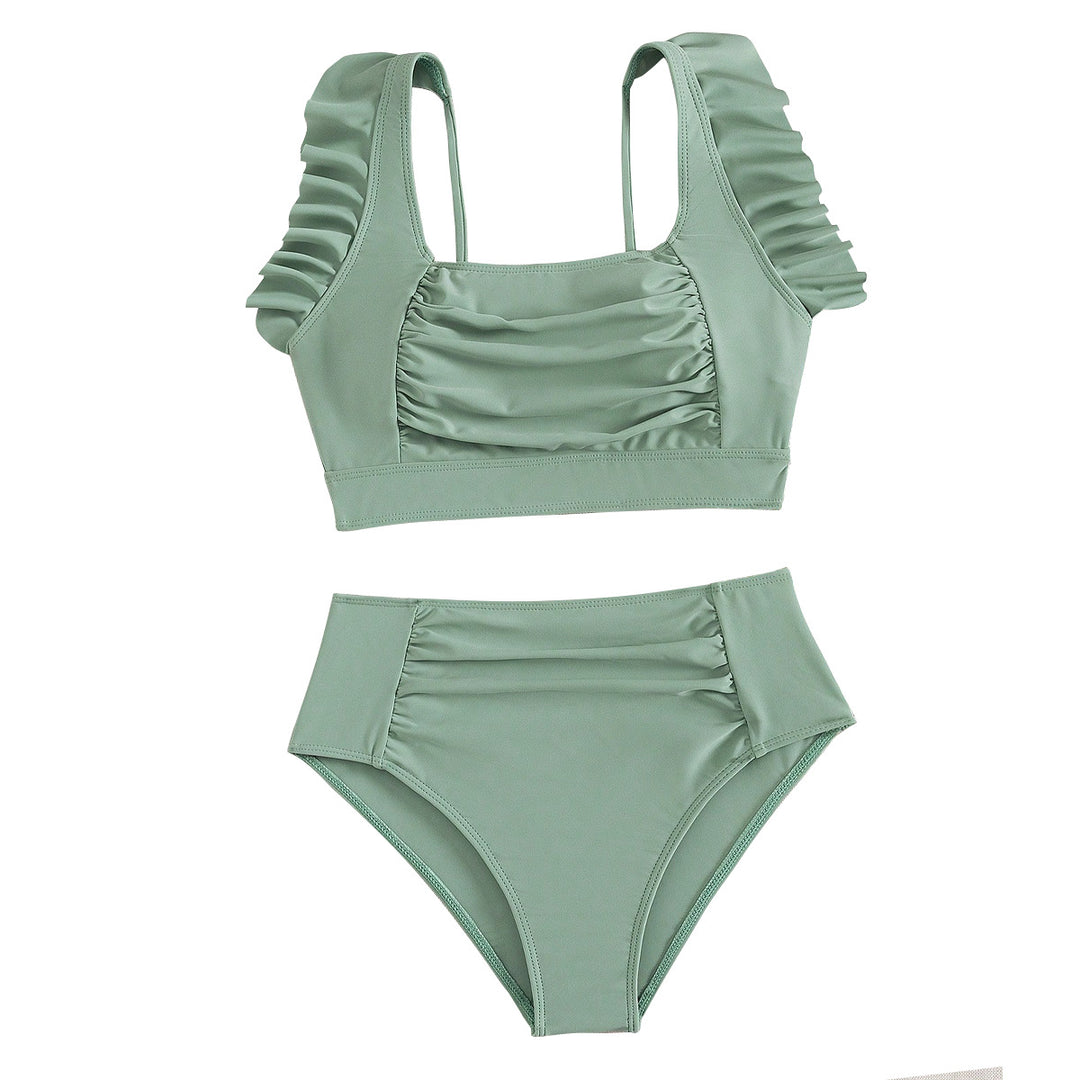 Damen Hochtaillierter Bikini mit Rüschendetails R&B