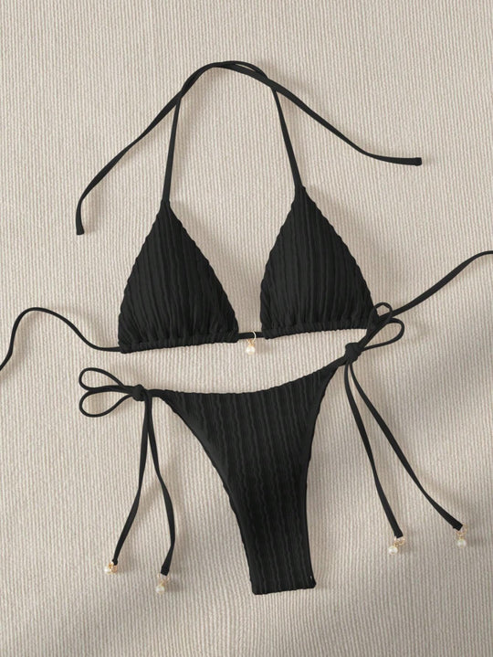 Damen Triangle-Bikini mit strukturiertem Design und verstellbaren Trägern R&B