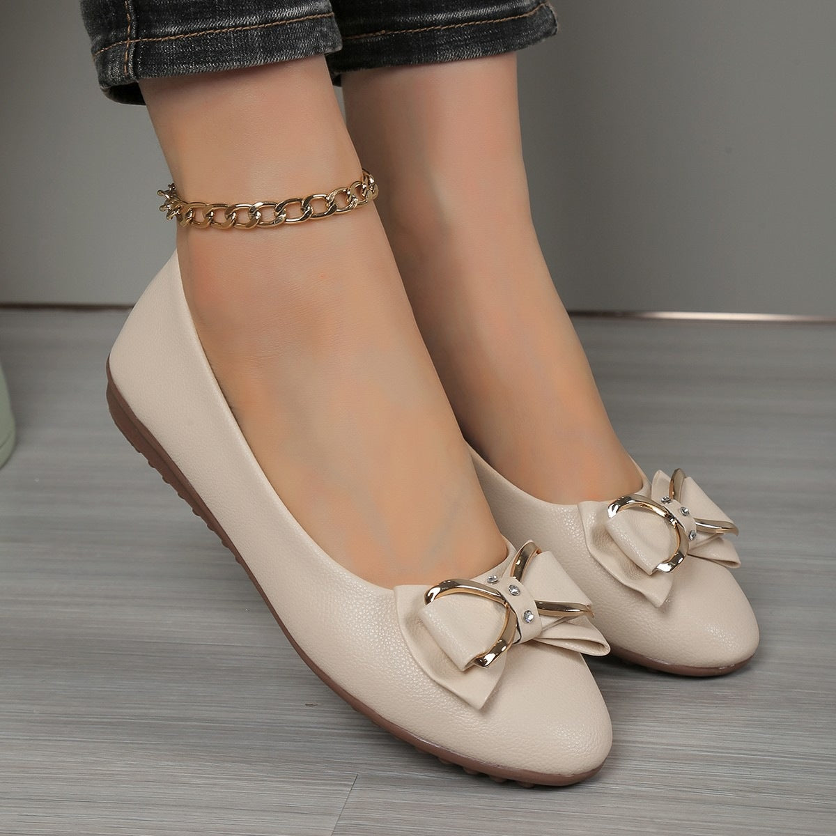 Damen Elegante Ballerinas mit modischem Schleifen-Detail R&B