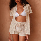 Damen luftige Strickjacke mit lockerer Passform und eleganter Schnürung R&B
