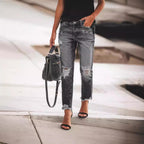 Damen Jeanshose mit modischen Destroyed-Details und bequemer Passform R&B