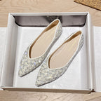 Damen Ballerinas mit schimmerndem Perlen- und Strassbesatz