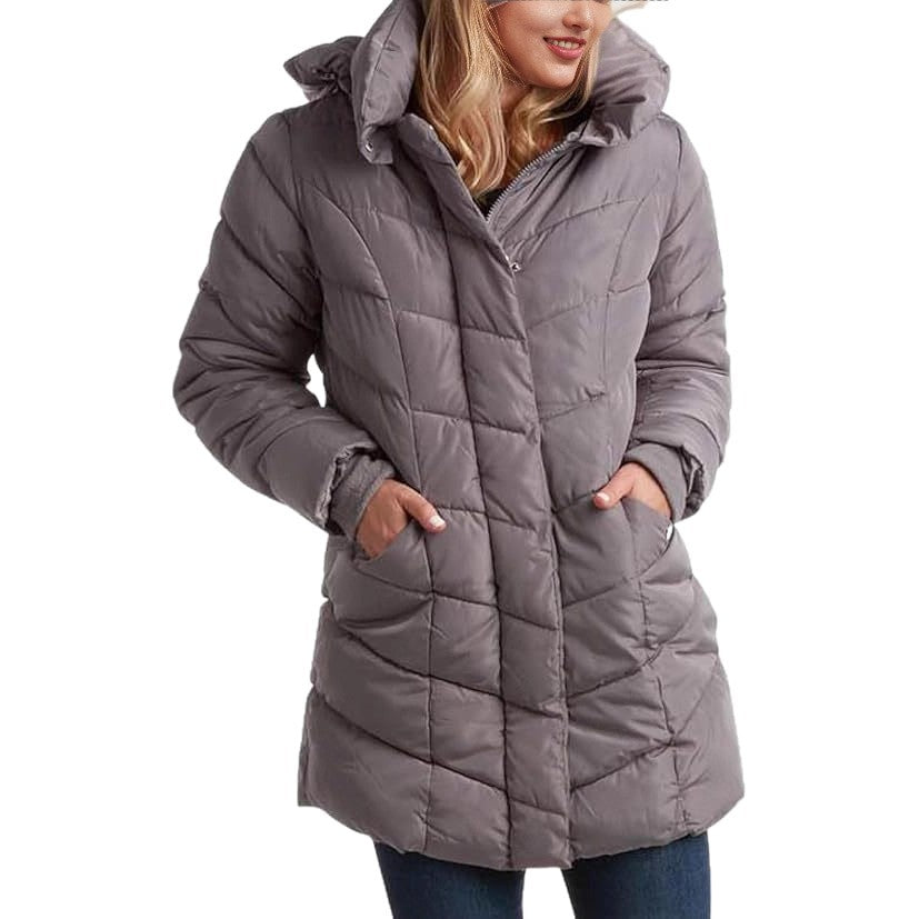 Damen Langer gesteppter Winterparka mit hochgeschlossenem Kragen R&B